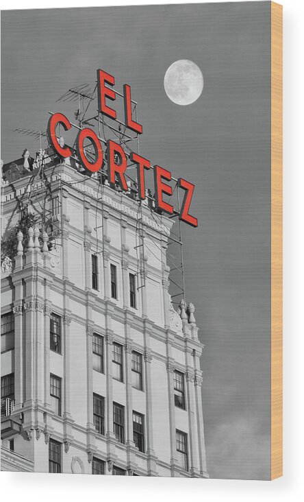 Hotel Wood Print featuring the photograph El Cortez Red by Lee Sie