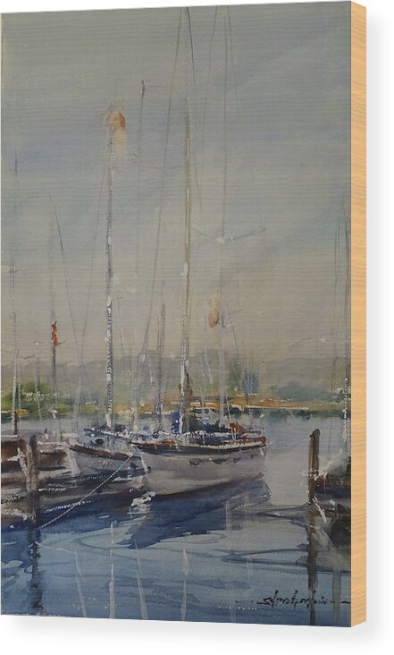 Alameda Wood Print featuring the painting Evening in Alameda by Sandra Strohschein