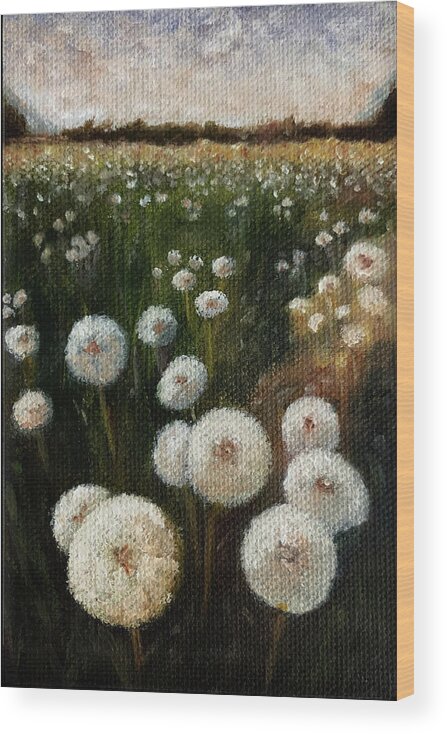 Dandelion Wood Print featuring the painting Field of Wishes by Tracy Hutchinson