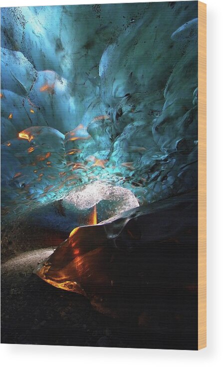 Iceland Wood Print featuring the photograph Fire in ice #1 by Christopher Mathews