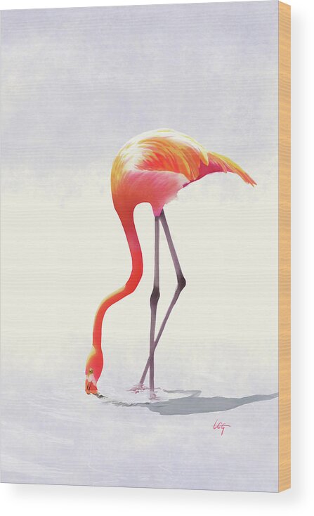 Flamingo Wood Print featuring the painting Flamingo by Tom Gehrke