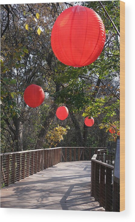 Fall Wood Print featuring the photograph Follow the Red Lanterns by Ricardo J Ruiz de Porras