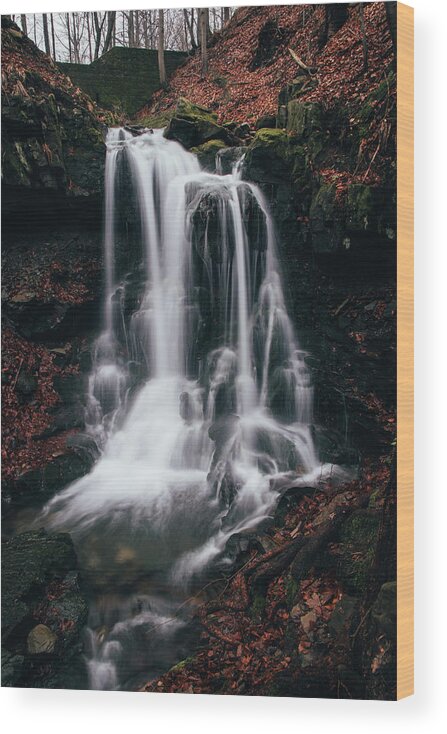 Splash Wood Print featuring the photograph Frosty waterfall Tosanovsky in Czech republic by Vaclav Sonnek