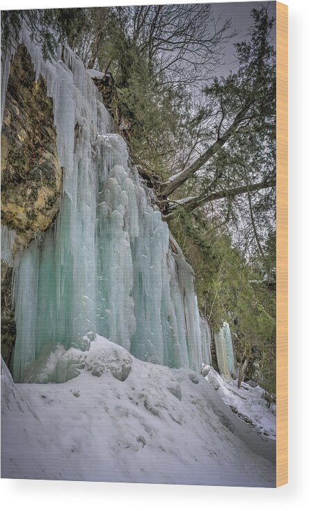 Up Wood Print featuring the photograph Frozen Falls by Laura Hedien