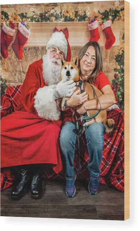 Gigi Wood Print featuring the photograph Gigi with Santa by Christopher Holmes