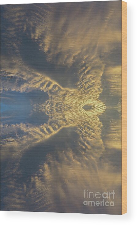 Clouds Wood Print featuring the digital art Golden clouds in the sunset sky 2 by Adriana Mueller