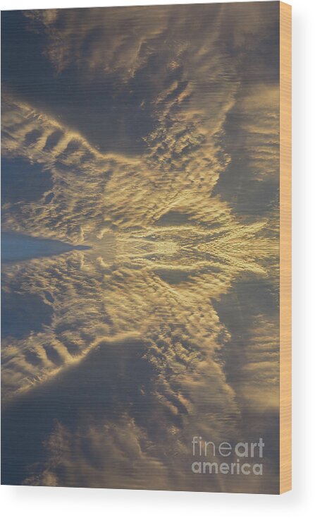 Clouds Wood Print featuring the digital art Golden clouds in the sunset sky 3 by Adriana Mueller