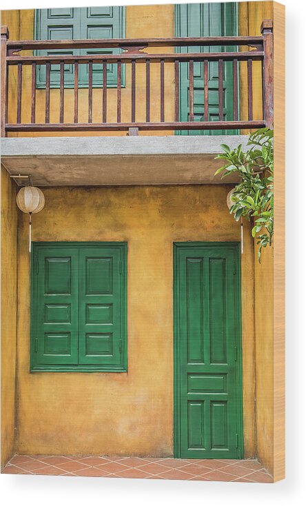 Vietnam Photography Wood Print featuring the photograph Green Door by Marla Brown