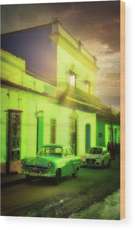 Cuba Wood Print featuring the photograph Green on gold by Micah Offman