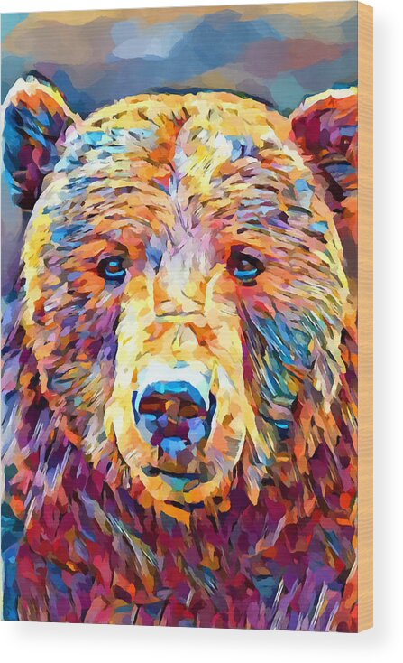 Grizzly Bear Wood Print featuring the painting Grizzly Bear 2 by Chris Butler