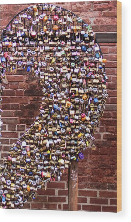 Heart Padlock Wood Print featuring the photograph Half Hearted Love by James Canning