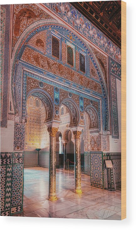 Royal Wood Print featuring the photograph Hall of Ambassadors - Real Alcazar by Micah Offman