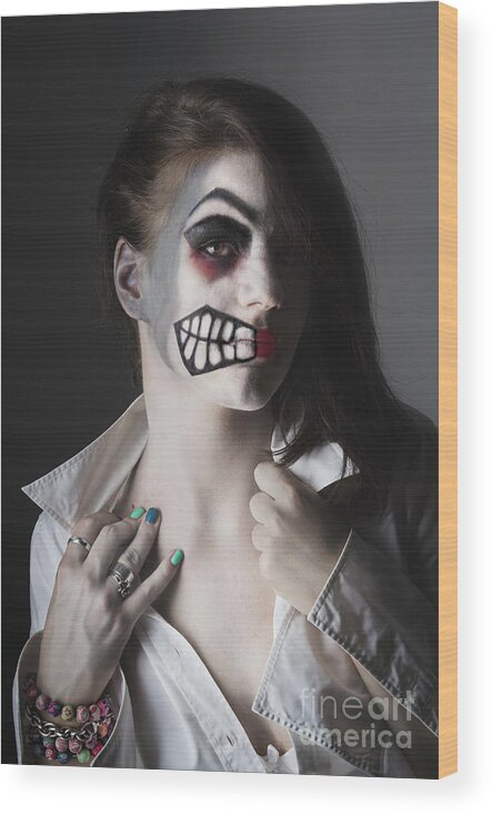 Halloween Wood Print featuring the photograph Halloween Mask by Jelena Jovanovic