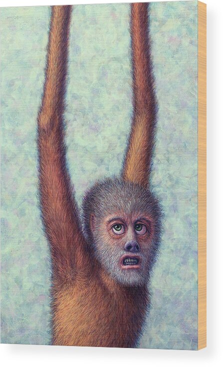 Monkey Wood Print featuring the painting Hangin' On by James W Johnson