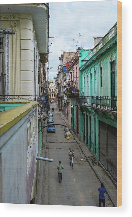 Cuba Wood Print featuring the photograph Havana's street from up. Cuba by Lie Yim