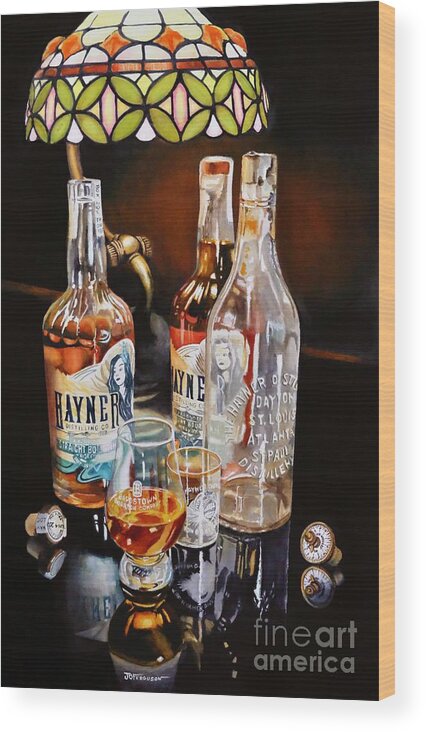 Bourbon Wood Print featuring the painting Hayner Whiskey by Jeanette Ferguson