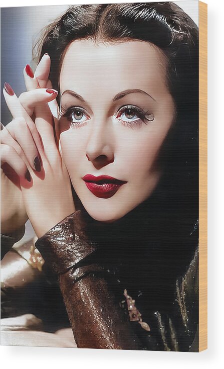 Austrian Wood Print featuring the digital art Hedy Lamarr - Actress by Chuck Staley