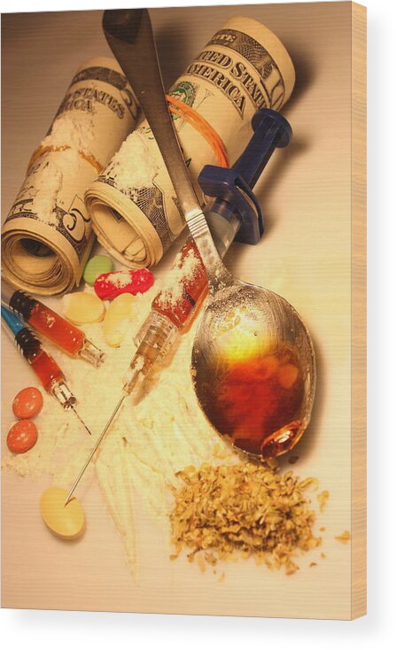 Social Issues Wood Print featuring the photograph Heroin addiction by Aydinmutlu