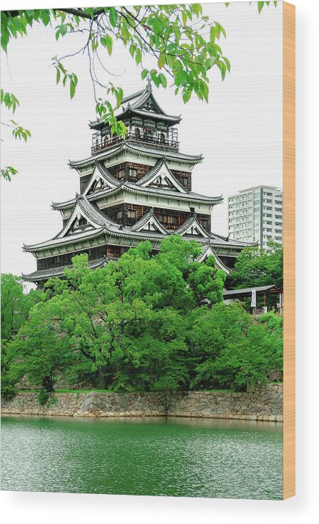 Hiroshima Wood Print featuring the photograph Hiroshima Castle by Pablo Saccinto