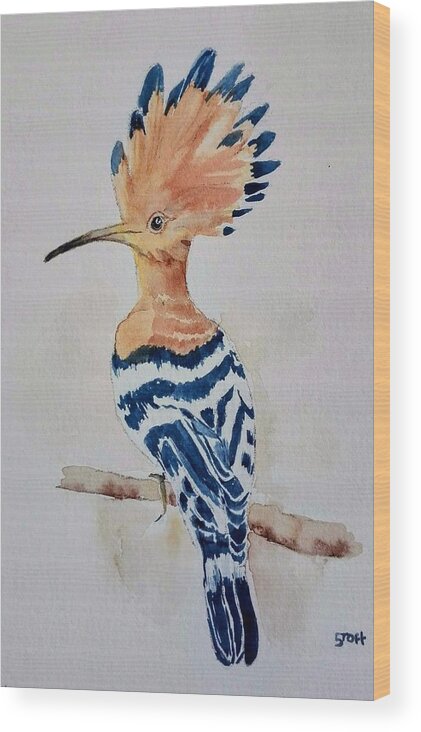 Bird Wood Print featuring the painting Hoopoe by Sandie Croft