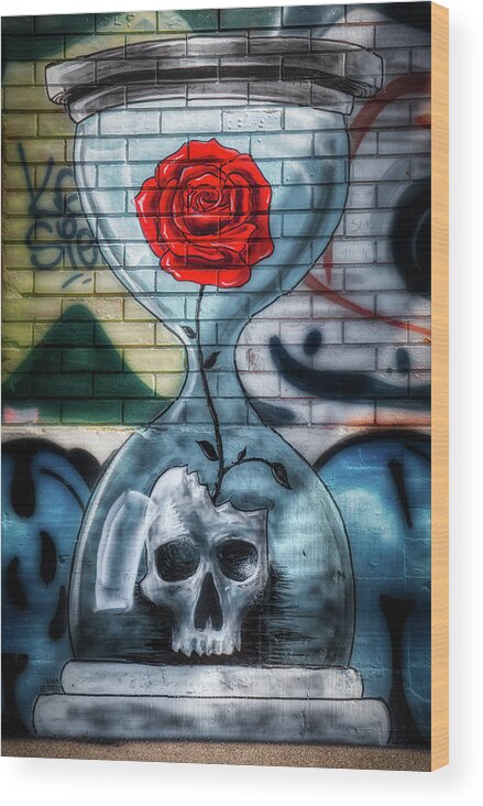 Graffiti Wood Print featuring the photograph Hourglass bricks by Micah Offman