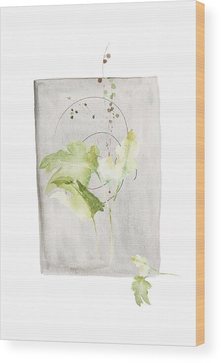 Pressed Flowers Wood Print featuring the digital art Ikebana Zen 3 by Georgia Clare