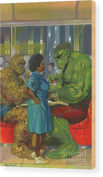 Color Pencil Wood Print featuring the drawing Immortal Hulk #41 by Philippe Thomas