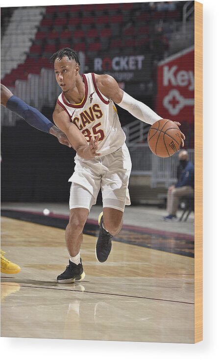 Isaac Okoro Wood Print featuring the photograph Indiana Pacers v Cleveland Cavaliers by David Liam Kyle