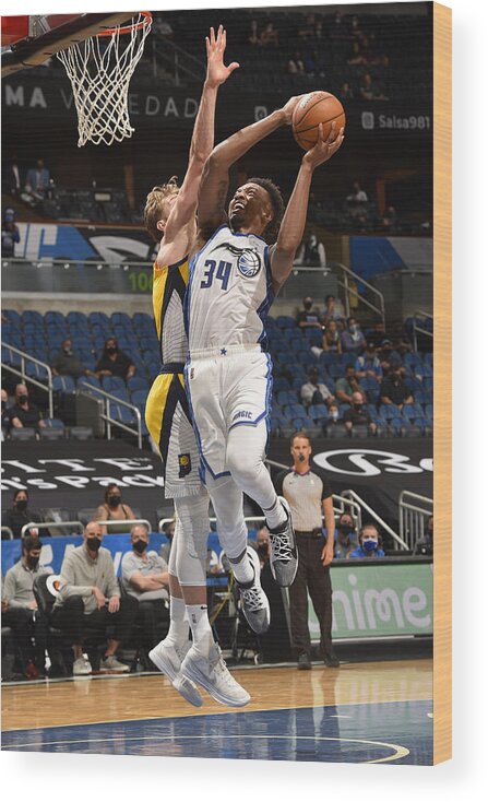 Wendell Carter Jr Wood Print featuring the photograph Indiana Pacers v Orlando Magic by Gary Bassing