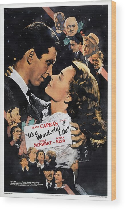 Synopsis Wood Print featuring the mixed media ''It's a Wonderful Life'', 1946 by Movie World Posters