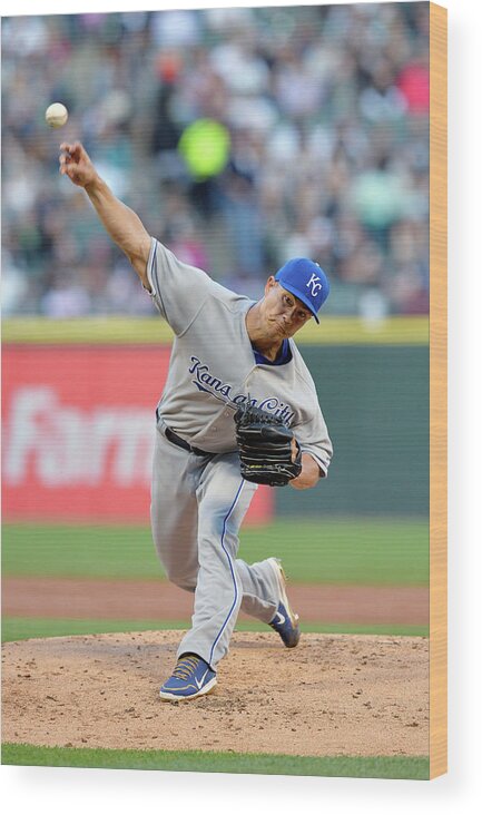 American League Baseball Wood Print featuring the photograph Jeremy Guthrie by Brian Kersey