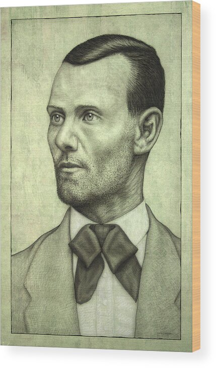 Jesse James Wood Print featuring the painting Jesse James by James W Johnson