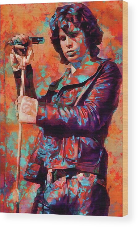 Jim Morrison Wood Print featuring the mixed media Jim Morrison Tribute Art Soul Kitchen by The Rocker Chic