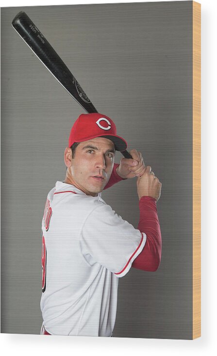 American League Baseball Wood Print featuring the photograph Joey Votto by Mike Mcginnis