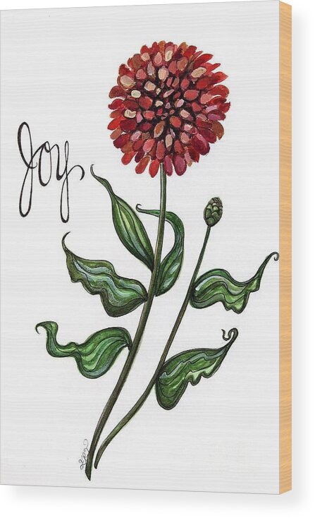 Zinnias Wood Print featuring the painting Joy by Elizabeth Robinette Tyndall