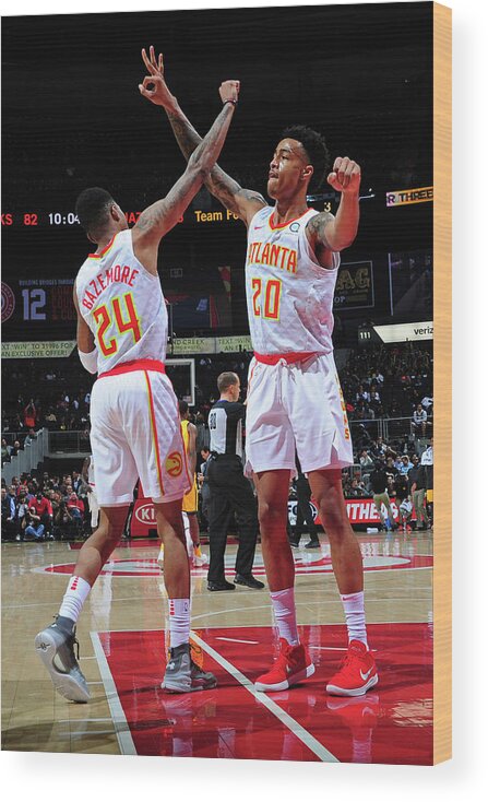 Atlanta Wood Print featuring the photograph Kent Bazemore and John Collins by Scott Cunningham