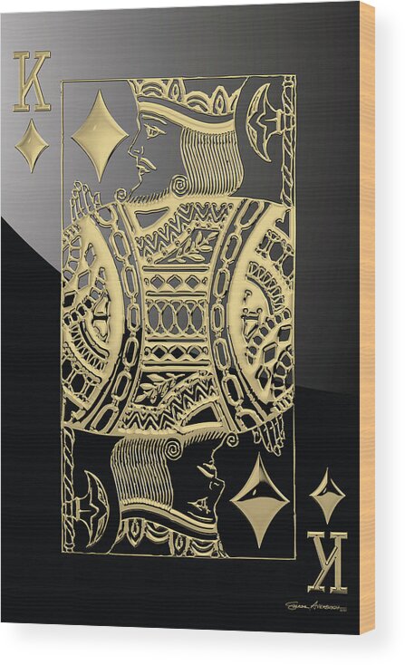 'gamble' Collection By Serge Averbukh Wood Print featuring the digital art King of Diamonds in Gold on Black by Serge Averbukh