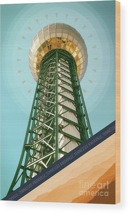 Sunsphere Wood Print featuring the digital art Knoxville Tennessee by Phil Perkins
