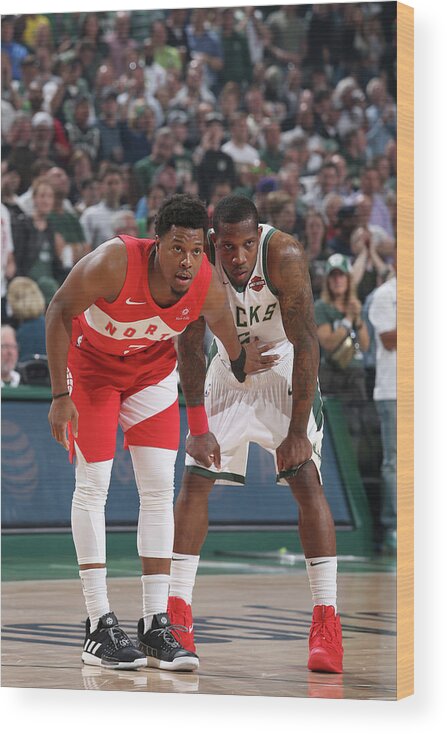 Kyle Lowry Wood Print featuring the photograph Kyle Lowry and Eric Bledsoe by Gary Dineen