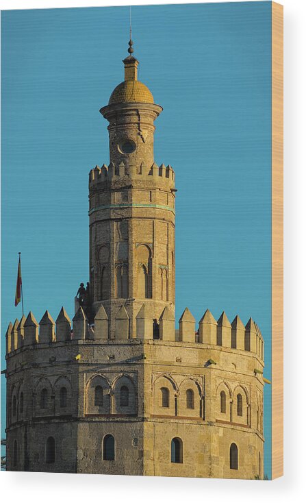 Torre Del Oro Wood Print featuring the photograph La Torre de Oro Detail. Seville by Angelo DeVal