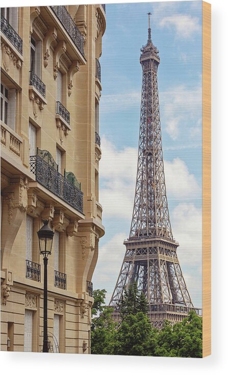 Eiffel Tower Wood Print featuring the photograph La Tour Eiffel from Avenue de Camoens by Melanie Alexandra Price