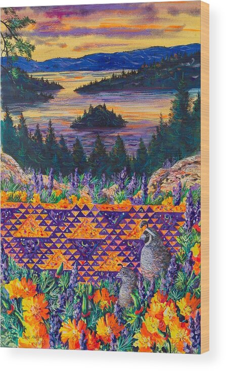 Lady Of The Lake Quilt Pattern Featuring Emerald Bay Wood Print featuring the painting Lady of the Lake by Diane Phalen