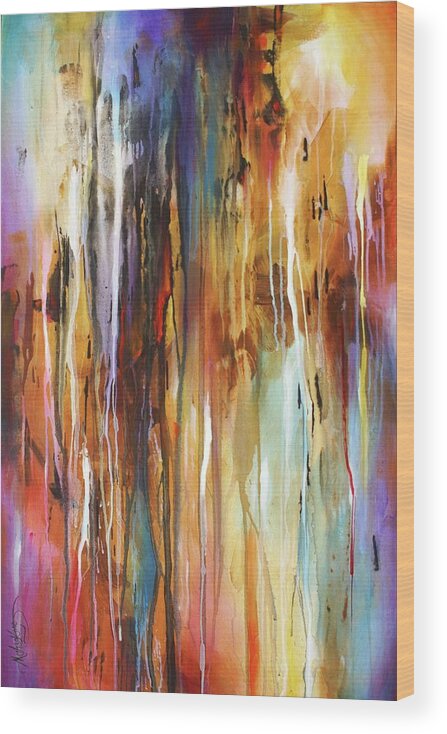 Abstract Wood Print featuring the painting Lattice by Michael Lang