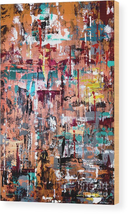 Abstract Wood Print featuring the painting Layered Dreams by Diane Thornton