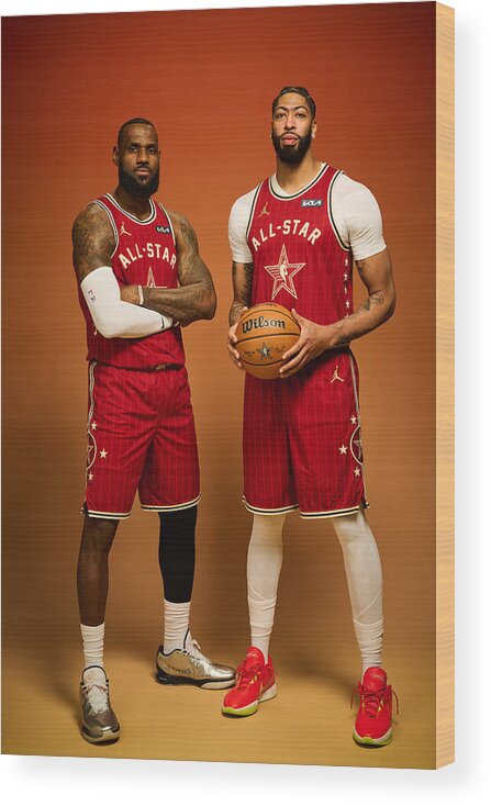 Nba Wood Print featuring the photograph Lebron James and Anthony Davis by Jennifer Pottheiser