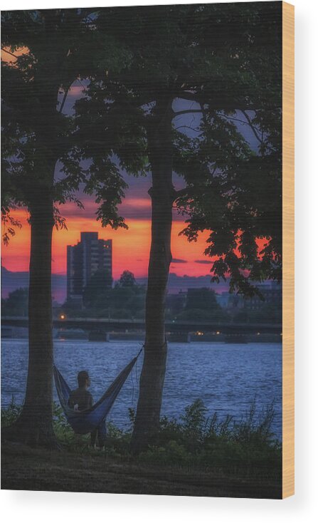 Boston Wood Print featuring the photograph Lingering after Sunset by Sylvia J Zarco