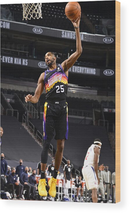 Mikal Bridges Wood Print featuring the photograph Los Angeles Clippers v Phoenix Suns by Barry Gossage