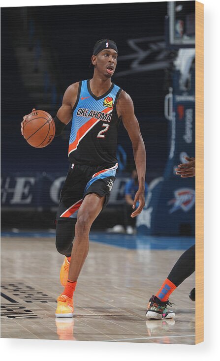 Shai Gilgeous-alexander Wood Print featuring the photograph Los Angeles Lakers v Oklahoma City Thunder by Zach Beeker