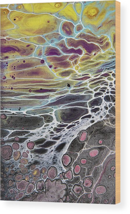 Abstract Wood Print featuring the painting Low Tide At Sunrise by Jani Freimann