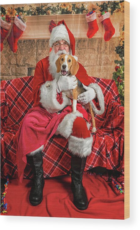 Lucy Wood Print featuring the photograph Lucy with Santa 2 by Christopher Holmes